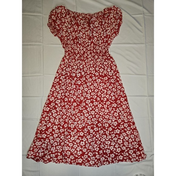 Anthropologie Kindred Red Floral Maxi Dress Womens 2X Milkmaid Fairy Coquette - Picture 7 of 8